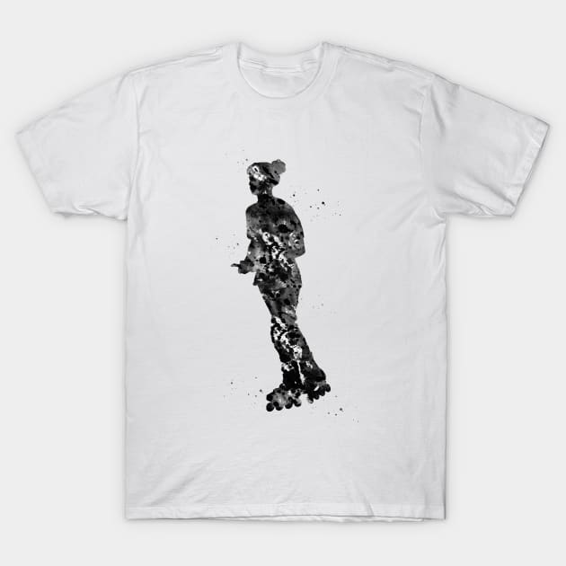 Roller skating girl T-Shirt by erzebeth